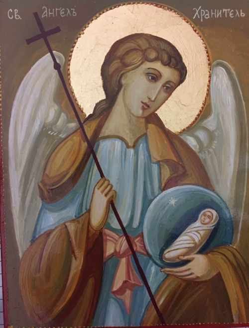 Писанная икона Ангел Хранитель 1734