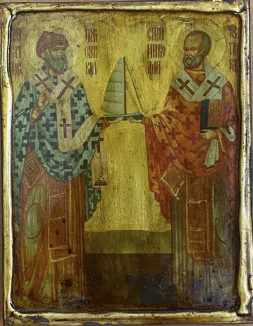 Икона под старину Св. Николай Чудотворец и Спиридон Тримифунтский  1782