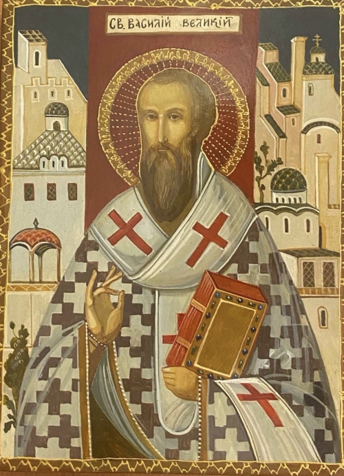 Писанная икона Святой Василий Великий 1717