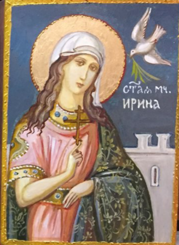 Писанная икона святая Ирина 1737